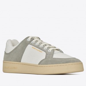 Saint Laurent Men's SL/61 Sneakers in Grey and White Leather