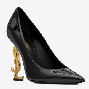 Saint Laurent Opyum 110 Pumps In Patent Leather with Gold Heel