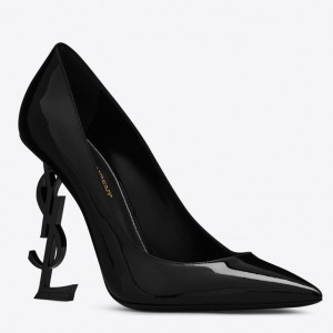 Saint Laurent Opyum 110 Pumps In Patent Leather with Black Heel