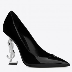 Saint Laurent Opyum 110 Pumps In Patent Leather with Silver Heel