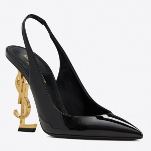 Saint Laurent Opyum Slingback Pumps 110mm With Gold Heel