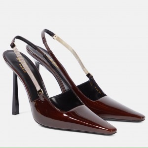 Saint Laurent Blake Slingback Pumps 110mm in Red Patent Leather