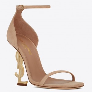 Saint Laurent Opyum 110 Sandals In Beige Suede