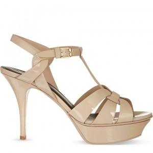 Saint Laurent Tribute Platform Sandals 105mm In Poudre Patent Leather