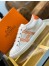 Hermes Men's Avantage Sneakers In White/Orange Calfskin