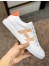 Hermes Men's Avantage Sneakers In White/Orange Calfskin