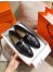 Hermes Women's Royal Loafers In Black Calfksin