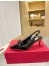 Valentino Rockstud Bow Slingback Pumps 60mm in Black Patent Leather 