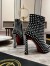 Christian Louboutin Condora Spikes 100mm Boots in Black Lambskin