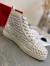 Christian Louboutin Men's Louis Spikes Flat Sneakers In White Leather