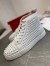 Christian Louboutin Men's Louis Spikes Flat Sneakers In White Leather