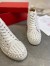 Christian Louboutin Men's Louis Spikes Flat Sneakers In White Leather