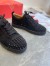 Christian Louboutin Men's Louis Junior Spikes Orlato Flat Sneakers Black