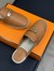 Hermes Feria Espadrille Mules in Brwon Leather