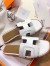 Hermes Oran Slide Sandals In White Leather With Stitched