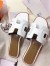 Hermes Oran Slide Sandals In White Leather With Stitched