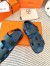 Hermes Men's Genius Sandals In Blue Calfskin