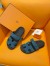 Hermes Men's Chypre Sandals in Blue Suede Calfskin 