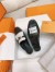 Hermes Women's Oz Mules with Fringed in Black/White Leather