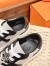 Hermes Women's Day Sneakers in H Canvas with Black Leather