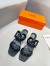 Hermes Figari 55mm Wedge Sandals In Black Nappa Leather