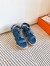 Hermes Havane 30 Sandals in Blue Suede Leather