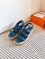 Hermes Havane 30 Sandals in Blue Suede Leather