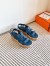Hermes Havane 30 Sandals in Blue Suede Leather
