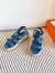 Hermes Havane 30 Sandals in Blue Suede Leather