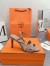 Hermes Heden 80 Sandals in Beige Suede Leather with Rhinestone