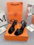 Hermes Heden 80 Sandals in Black Suede Leather with Rhinestone