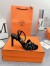 Hermes Heden 80 Sandals in Black Suede Leather with Rhinestone
