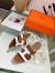 Hermes Amica 50mm Sandals In Brown/White Calfskin