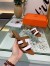 Hermes Amica 50mm Sandals In Brown/White Calfskin