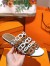 Hermes Thalassa Slide Sandals In Brown/White Lambskin