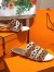 Hermes Thalassa Slide Sandals In Brown/White Lambskin