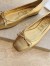 Jimmy Choo Elme Flats In Gold Metallic Leather with Pearl Embellishment