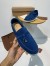 Loro Piana Women's Summer Charms Walk Loafers in Blue Fluorite Suede Leather