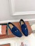 Loro Piana Women's Summer Charms Walk Loafers in Blue Suede Leather