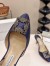 Manolo Blahnik Hangisi 70 Slingback Pumps in Navy Blue Satin