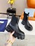 Prada Monolith Ankle Boots in Black Brushed Leather 