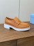 Prada Women's Loafers in Brown Grained Leather 