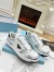 Prada Men's Downtown Sneakers in White and Silver Leather