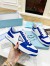 Prada Men's Downtown Sneakers in White and Blue Leather