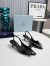 Prada Slingback Pumps 55mm in Black Patent with Crystals Ornament 