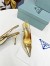 Prada Slingbacks Pumps 85mm In Gold Metallic Leather