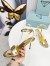 Prada Heel Sandals 85mm In Gold Metallic Leather