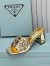 Prada Heeled Slide Sandals 65mm In Gold Metallic Leather