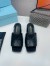Prada Heeled Slide Sandals 65mm In Black Nappa Leather