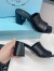Prada Heeled Slide Sandals 65mm In Black Nappa Leather